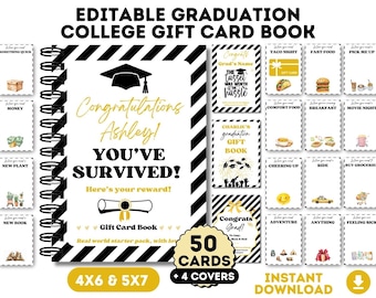 Editable Funny Graduation Gift Card Book Class of 2026 Last Minute Gift for Grad Gift Card Holder Customize  DIY Printable Canva Template