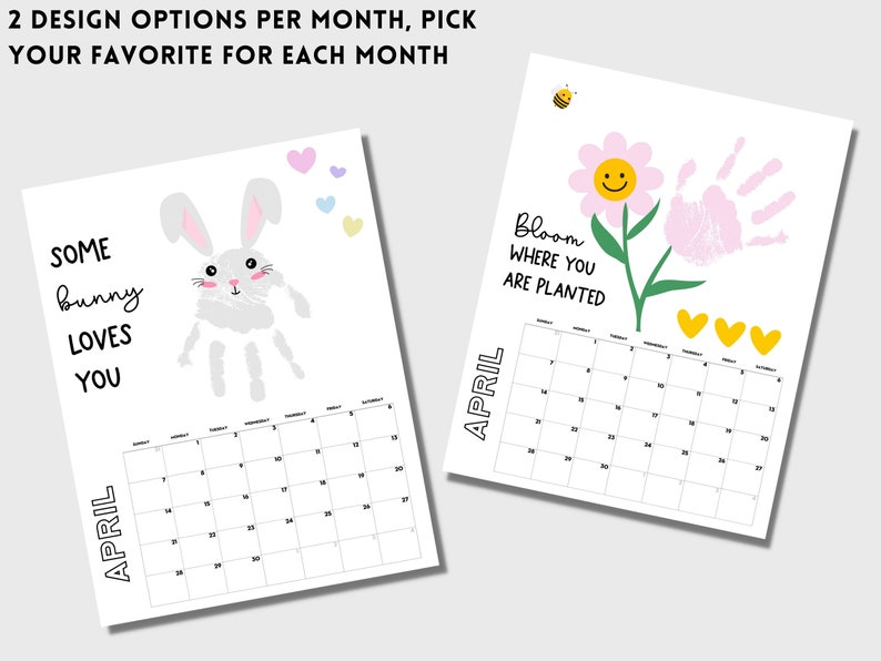 Handprint Calendar 2024, Printable Handprint Craft Bundle, Handprint