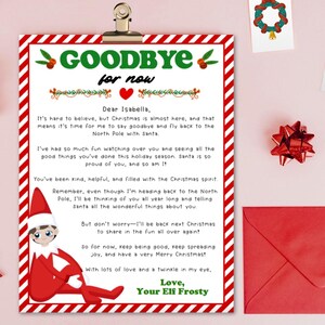 Carta de despedida de elfo editable para imprimir, carta de despedida de tu elfo, carta de despedida de tu elfo, carta de Navidad editable para elfo que se va