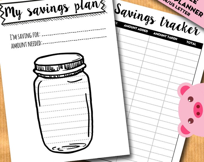 Savings Goal Tracker Jar Savings Chart Budget Planner Etsy