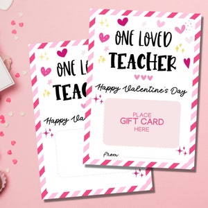 Druckbare Lehrer Valentine Geschenk Kartenhalter, ein geliebter Lehrer Valentinstag Geschenk Kartenhalter, bearbeitbar Sofort Download, Wertschätzung