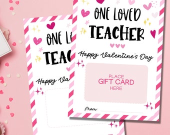 Porte-cartes cadeau Saint-Valentin pour professeur imprimable, porte-carte cadeau Saint-Valentin pour professeur que vous aimez, téléchargement immédiat modifiable, appréciation