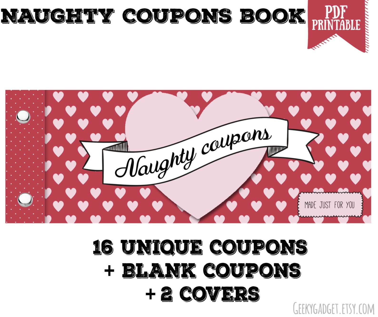 Naughty Coupon Book 16 printable coupons for Boyfriend / 1 - изображение.