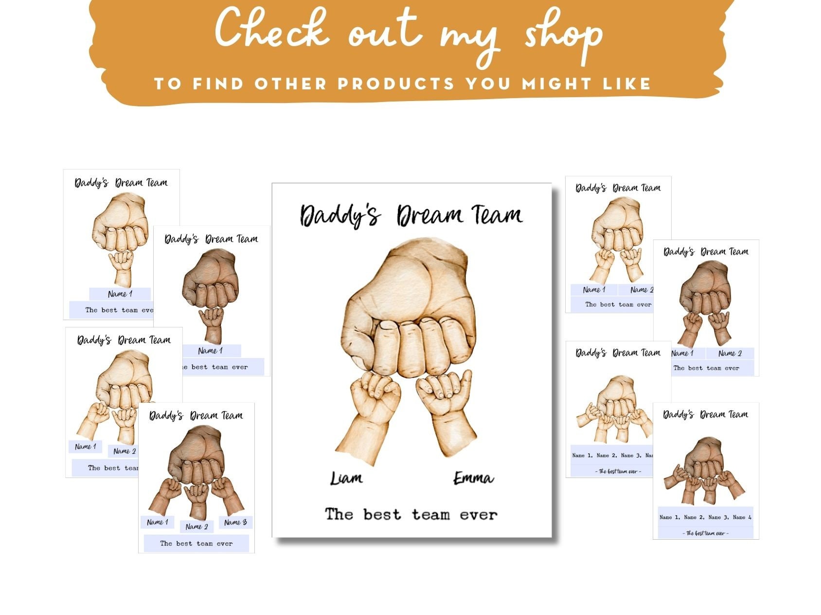 Father's Day Handprint Printable, DIY Craft Gift for Dad, Gift for