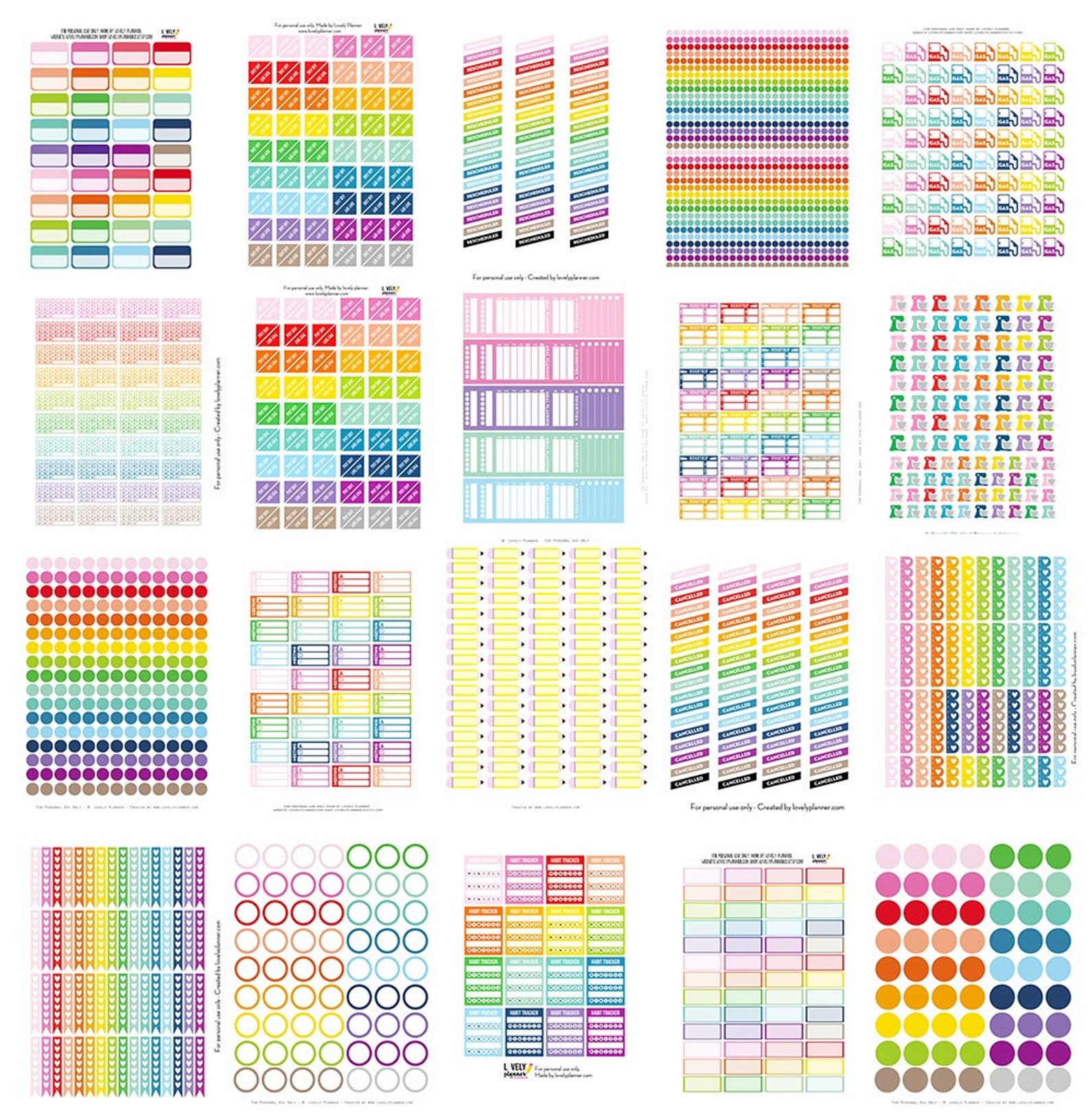 BUNDLE of 50 Functional Planner Stickers Sheets Printable Etsy