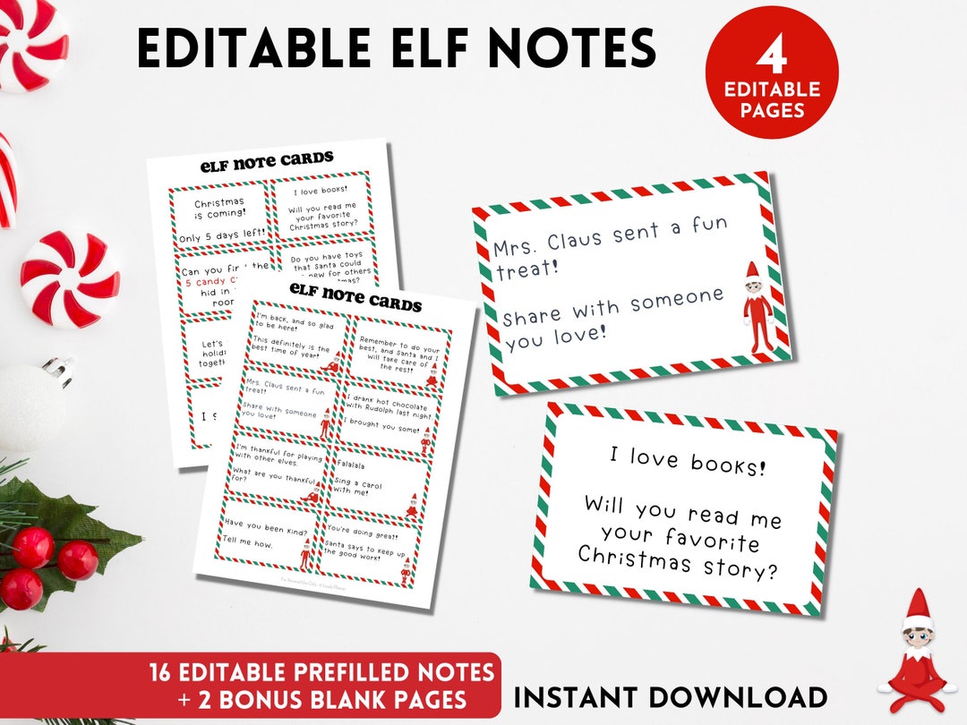 Editable Elf Note Cards, Printable Letter From Elf, Personalized ...