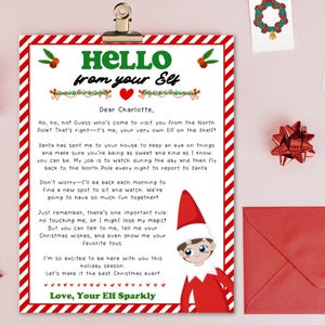 Carta de primera llegada de elfo editable para imprimir, carta de elfo por primera vez, carta de saludo de tu elfo personalizable, carta de elfo navideño para descargar al instante