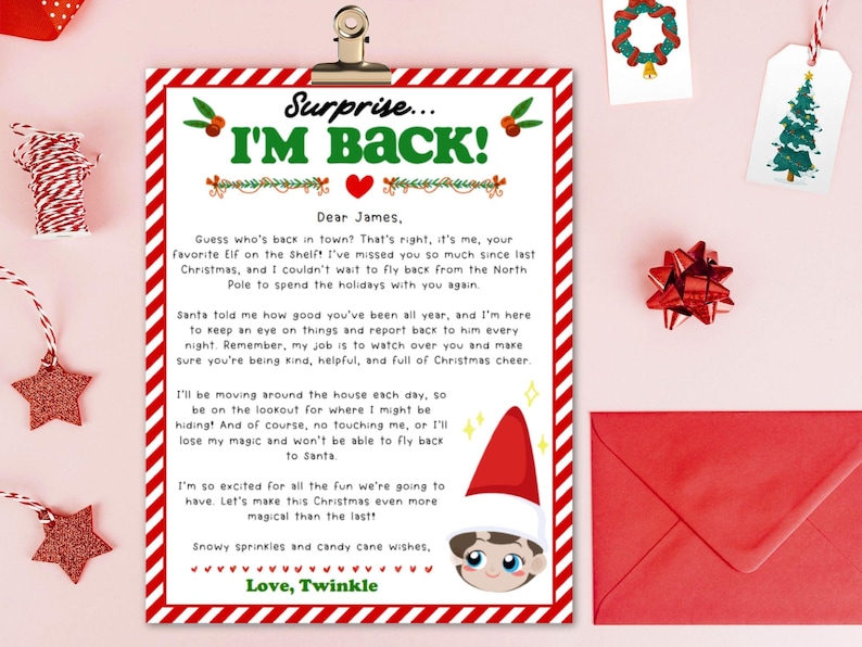 EDITABLE Elf Return Letter Printable I #39 m Back Letter From Your Elf