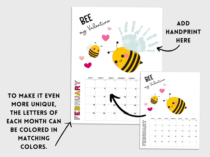 Handprint Calendar 2024, Printable Handprint Craft Bundle, Handprint