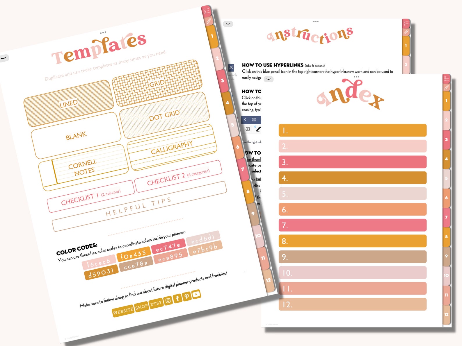 Digital Notebook With 12 Hyperlinked Tabs, Goodnotes Notebook ...