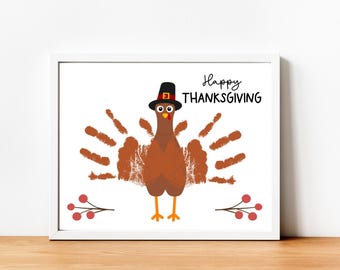 Thanksgiving Handprint Footprint Craft Bundle, Thanksgiving Handprint Art, DIY Craft for Kids Baby Toddler, Memory Keepsake, Printable