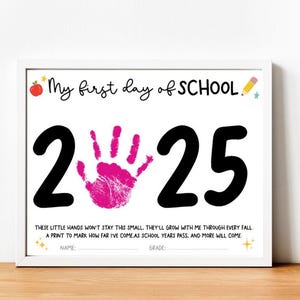 First Day of School 2025 Handprint Art, First Day of School Printable Template, Preschool Handprint Craft Back to School Art