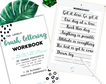 40 Practice Worksheets Brush Lettering for Procreate & Print, Modern Calligraphy, Hand Lettering, IPad - For beginners, planners, crafters