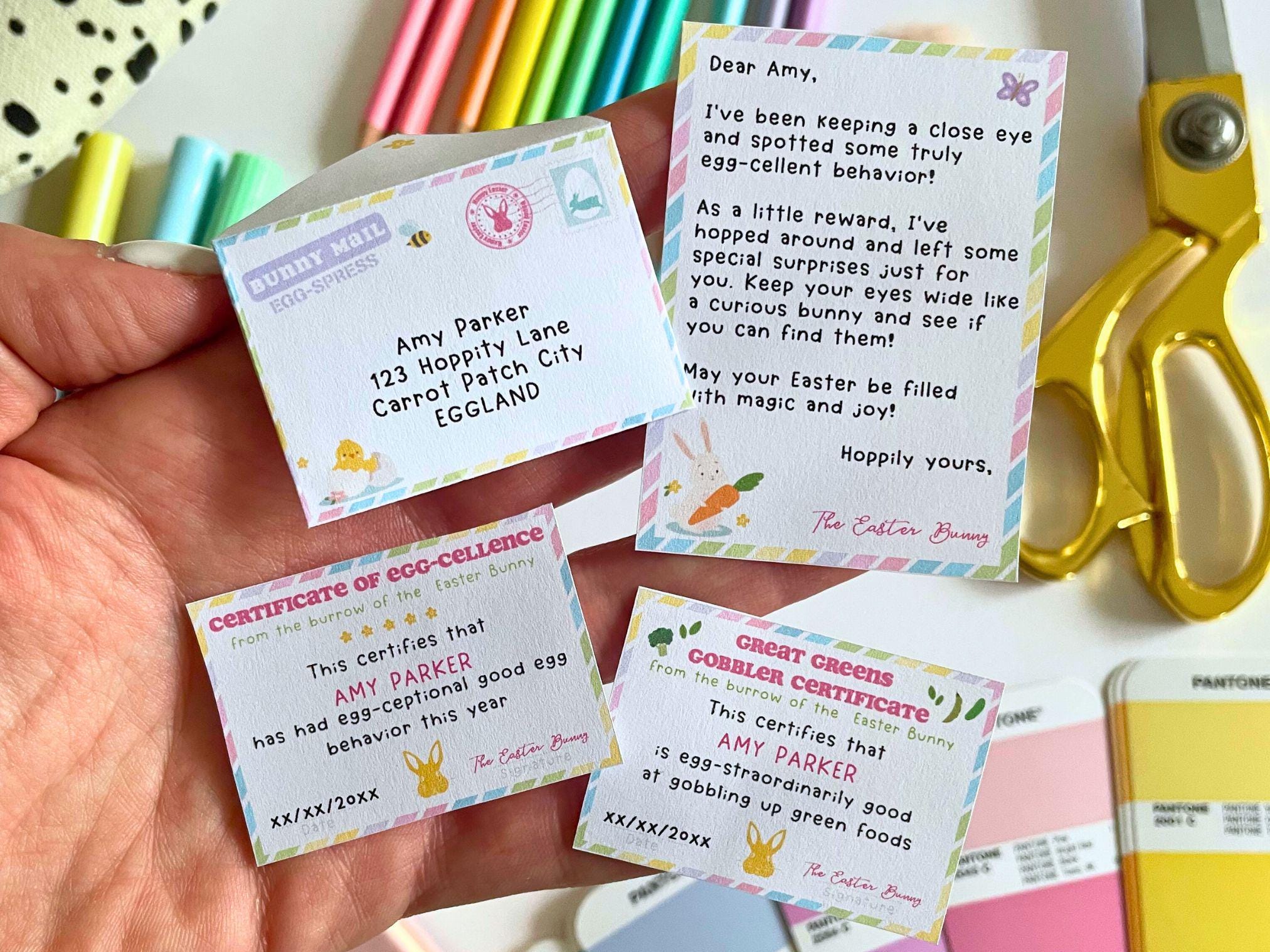 Printable BUNDLE of 6 Editable Mini Letters: Easter Bunny Letter ...