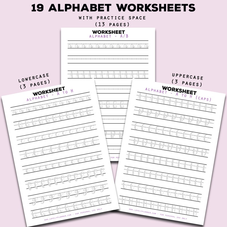 BUNDLE 370 Hand Lettering Practice Worksheets, 10 Lettering Alphabet Styles Brush/Monoline for Procreate & Print, Modern Calligraphy, iPad image 8
