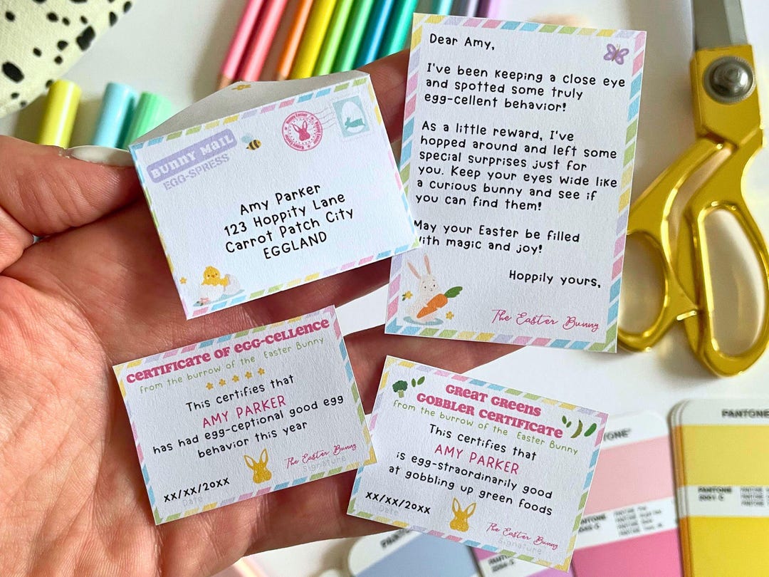 Editable Mini Easter Bunny Letter Printable Easter Bunny Certificate ...