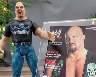 Stone Cold Steve Austin Action Figure, "Austin 3:16" Articulated Action Toy, World Wrestling Entertainment Collector's Series Mag