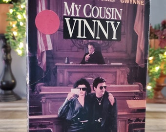 My Cousin Vinny VHS, stars Joe Pesci, Ralph Macchio, Marisa Tomei, Mitchell Whitfield, Lane Smith, Bruce McGill, and Fred Gwynne