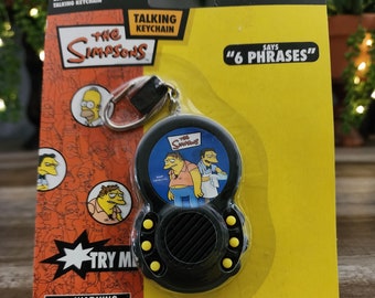 The Simpsons Talking Keychain, Moe and Barney Talking Keychain, Says 6 Phrases, NEEDS NEW BATTERIES, Basic Fun Inc.