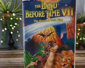 The Land Before Time VII VHS, The Stone of Cold Fire, Littlefoot, Cera, Spike, Ducky and Petrie are Back! In An Enchanting New Adventure