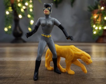 Cat Woman and Yellow Panther Toy Figures, Batman's Cat Woman and Cat Toys, Cat Woman and Panther Toy Cake Toppers