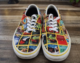 VANS Tennis Shoes, National Geographic Vans Off The Wall Sneakers, Collaboration Era Red, NEW Never Worn, US Mens Size 8.5