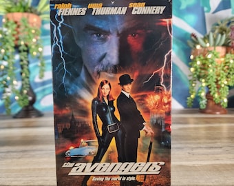 the Avengers VHS, stars Ralph Fiennes, Uma Thurman and Sean Connery, Saving the World in Style! They're Secret Agents, Man!