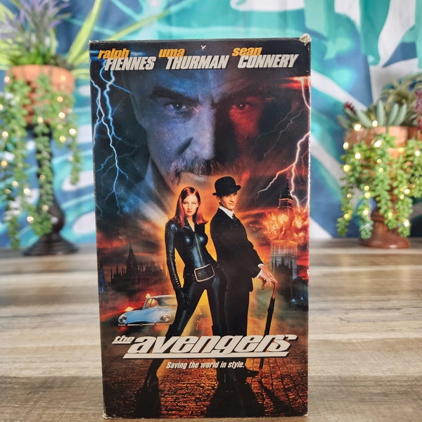 the Avengers VHS, stars Ralph Fiennes, Uma Thurman and Sean Connery, Saving the World in Style! They're Secret Agents, Man!