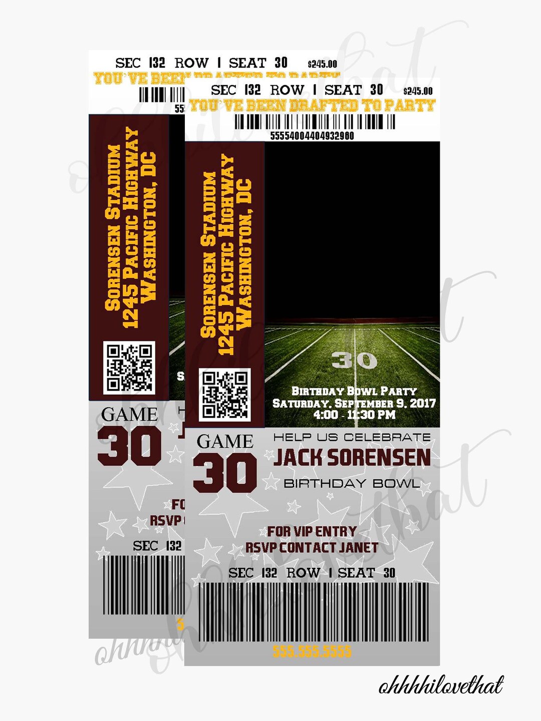 VIP Football Ticket You've Been Drafted to Party Football Etsy