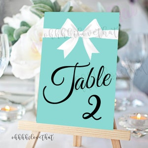 Bride & Couture Teal Blue Shower Graduation Wedding Party Reception Table Number Cards 1 to 20 - Digital File Only