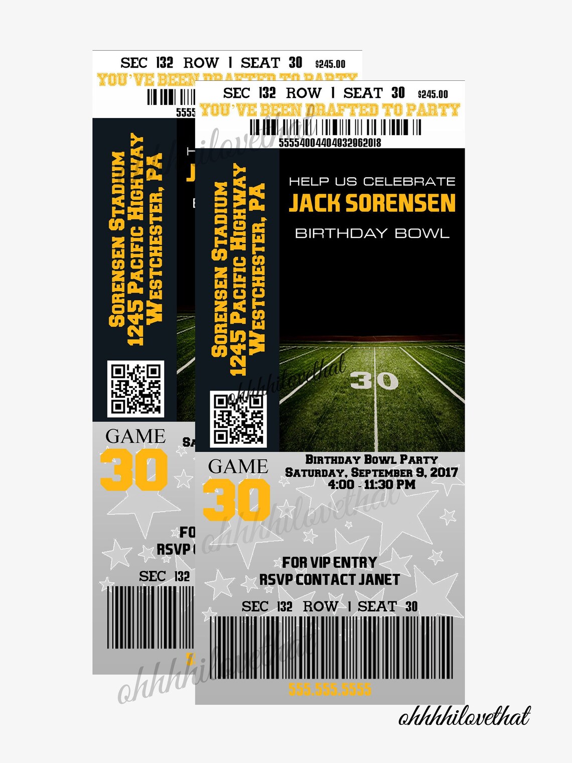 VIP Football Ticket You've Been Drafted to Party Football Etsy