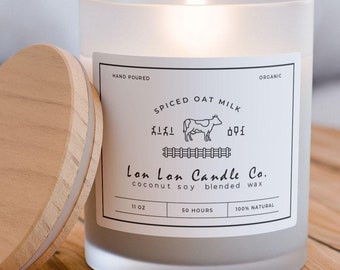 Lon Lon Ranch Oat Milk Candle | Frosted Glass Hand Poured Soy 11 oz | Zelda Inspired Minimalist Candle | Wood wick | Cozy Gaming Girl Gift