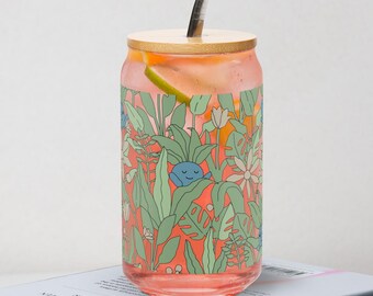 Vaso de vidrio con forma de hojas extrañas / Vaso acogedor para videojuegos / Decoración para el hogar nerd / Regalo para gamers / Regalos de anime