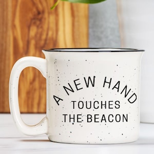 A New Hand Ceramic Camp Mug | Skyrim Inspired Mug | A New Hand Touches the Beacon