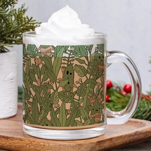 Tazza in vetro Korok Hidden in Leaves / Tazza in vetro da 11 once ispirata a Zelda / Bicchieri decorativi per giocatori / Regali per videogiochi / Mamma di piante naturali