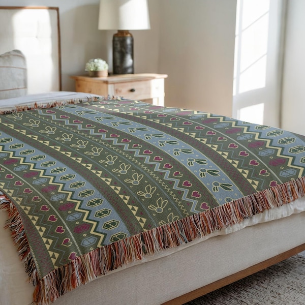 妖精とルピーの織りスローブランケット | ゼルダ風クリスマスタペストリー | ゲーマーギフト | ピクセルアート | 居心地の良いゲーマー | 居心地の良いゲーム | クリスマスデコレーション