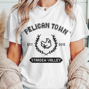T-shirt Pelican Town | Stardew Valley | Stardew Valley-cadeau | College Stardew Valley | Sterrendauw | Overhemd Pelican Town | Gezellig gamen | Gamer