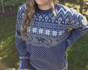 Dragonborn Nordic Sweater | Christmas Dragon Gamer Knit Sweater | Dragon Gift | Nordic Gifts | Cozy Gamer | Cozy Gaming | Xmas Nord Sweater