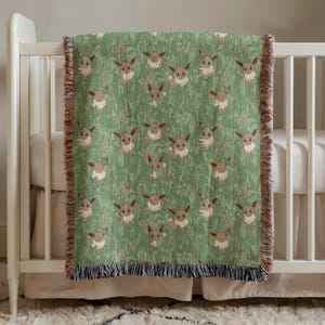 Hidden In Leevees Woven Blanket | Poke mon Eevee Cozy Gaming Home Decor | Gamer Girl Gift | TCG Anime Gifts | Plant Lover Geek Gifts