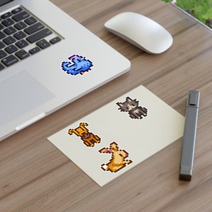 Stardew Valley Pixel Animal Stickers | Chicken Dog Cat Bunny | Cozy Gaming | Gamer Merch | Laptop Sticker | Gaming Decals | Four Stickers