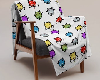 Jeté en peluche Junimo Pixel | Décoration Stardew Valley | Cadeau Stardew Valley | Pelican Town | Jeux indépendants | Gaming confortable | Merchandising Gamer Girl