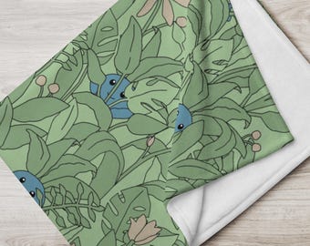 Manta de hojas extrañas / Manta de felpa acogedora para videojuegos / Decoración para el hogar nerd / Regalo para gamers / Regalos de anime