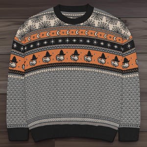 Stardew Witchy Chicken Sweater | Autumn Knit Sweater | Stardew Valley Halloween Witch Chickens | Pixel Art Gifts | Cozy Gamer | Nordic Style