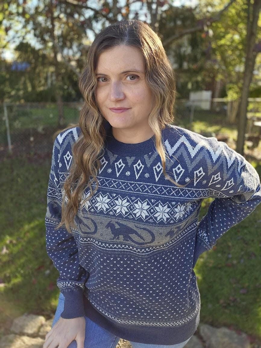✨完売カラー✨Norman Dacey Sweater Dragonborn Nordic Sweater | Christmas Dragon Gamer Knit Sweater