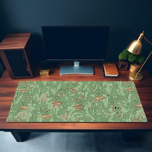 Hidden In Leaves Korok Desk Mat | Zelda Inspired Mouse Pad | Gifts for Gamers | Cozy Gamer Desk Setup | Geek Home Decor | Setup Desk Style