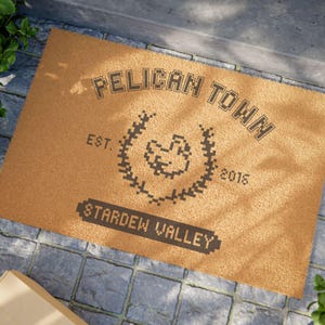 Pelican Town Pixel Door Mat | Stardew Valley | Stardew Valley Gift | College Stardew Valley | Stardew | Pelican Town Decor | Cozy Gaming