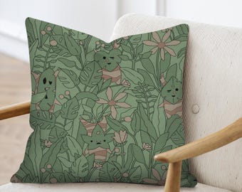 Korok Hidden in Leaves Woven Pillow | Zelda Inspired Home Decor