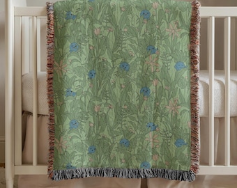 Odd Leaves Woven Blanket  | Poke mon Oddish Cozy Gaming Home Decor | Gamer Girl Gift | Anime Gifts | Plant Lover Geek Gifts