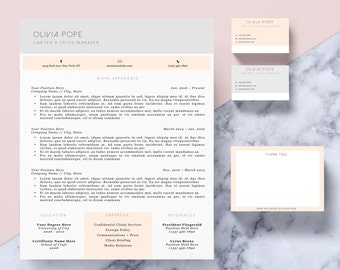Modern Resume Template Package | CV Template + Cover Letter + Business Card + Thank You Note for MS Word | Instant Digital Download | Olivia