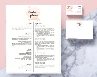 Creative Resume Template Package | CV Template + Cover Letter + Business Card + Thank You Note MS Word | Instant Digital Download | Lorelai